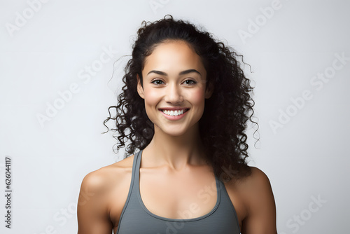 Women fitness model smile wellbeing and active lifestyle