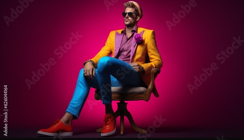 Vibrant Style Man sitting on a stool in the studio