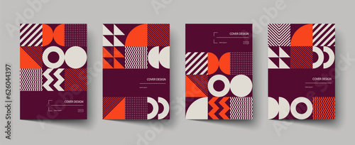 Trendy covers design. Minimal geometric shapes compositions. Applicable for brochures, posters, covers and banners.