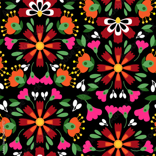 Floral bright pattern from Mexican embroidery