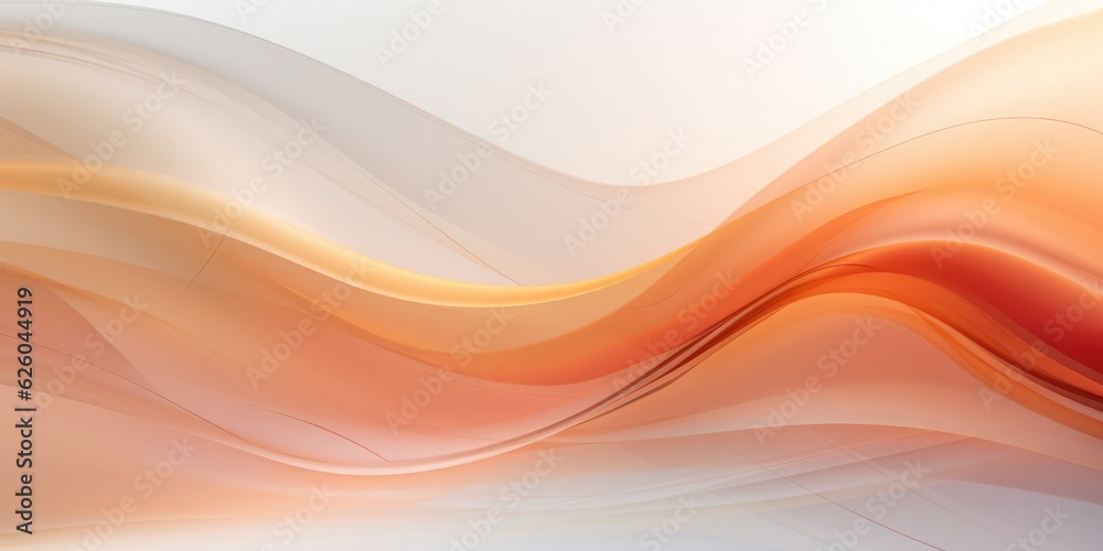 Abstract light orange and light brown swirl wave on white background. Flow liquid lines design element, generative ai
