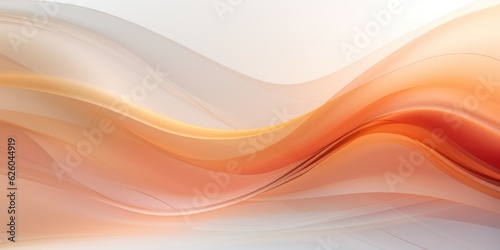 Abstract light orange and light brown swirl wave on white background. Flow liquid lines design element, generative ai
