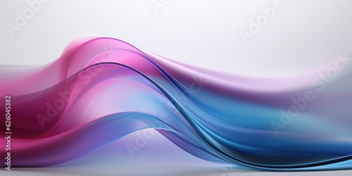 Abstract light magenta and light azure swirl wave on white background. Flow liquid lines design element, generative ai