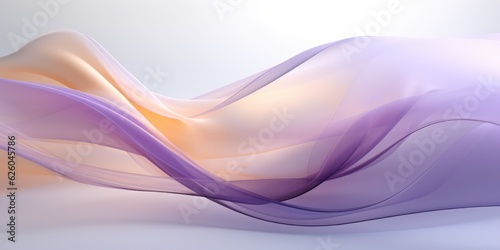 Abstract light purple and light yellow swirl wave on white background. Flow liquid lines design element, generative ai
