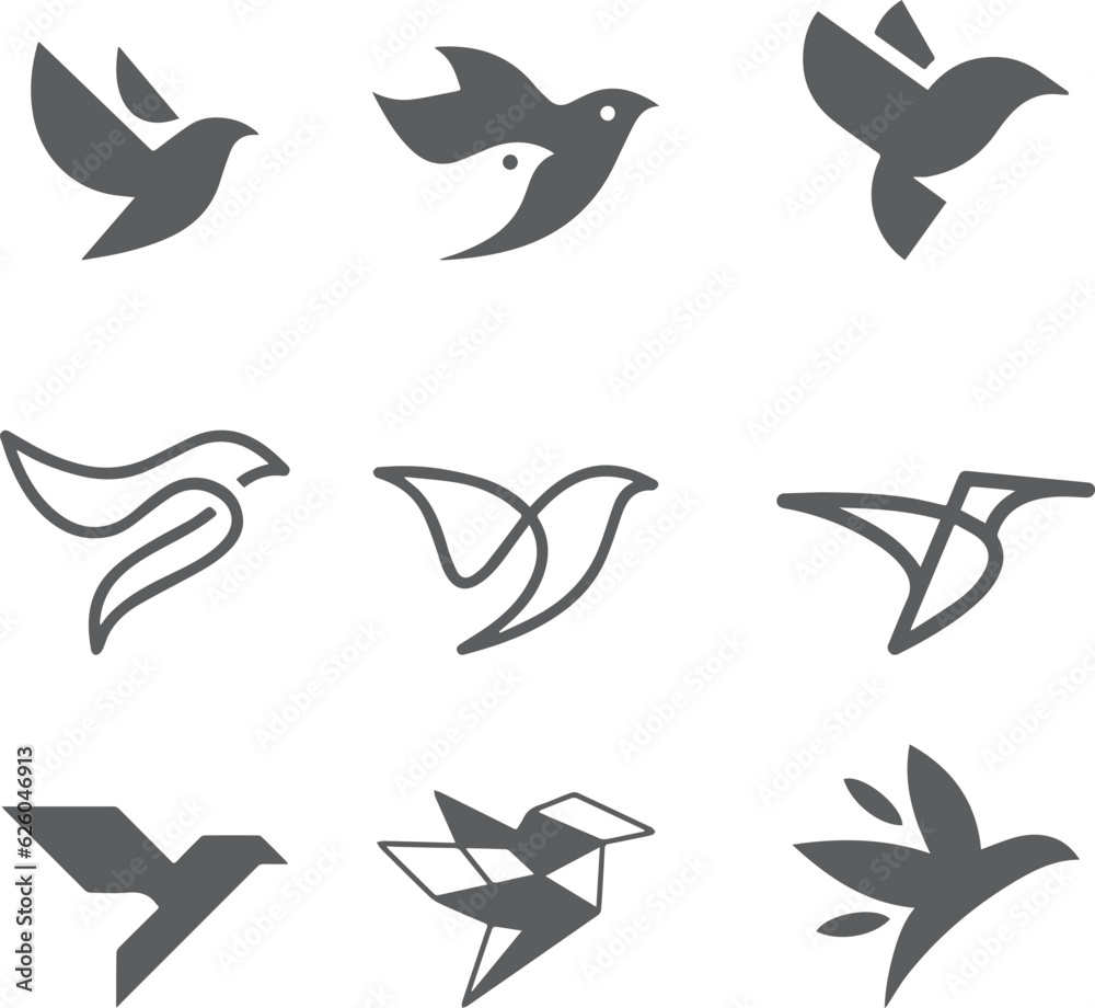 set of birds vector art element design, bird, vector, silhouette, animal, illustration, flying, nature, icon, pattern, set, fish, birds, art, design, symbol, sea, dove, seamless, shark, swallow, wing