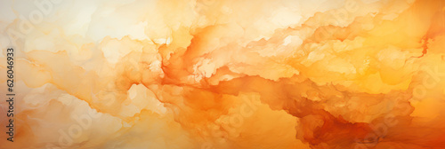 Banner. Watercolor abstract orange background, waves. AI generative