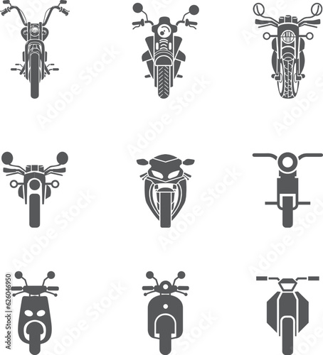 Print op canvas bike vector icon design set, motorcycle, bike, motorbike, silhouette, motor, spo