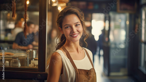 Smiling hostess in a restau...