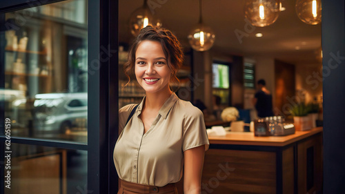 Smiling hostess in a restau...