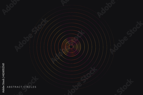 Circle Lines with Abstract Rings, Ripple. 3D Minimal Modern Vector. Abstract Signal Radar.