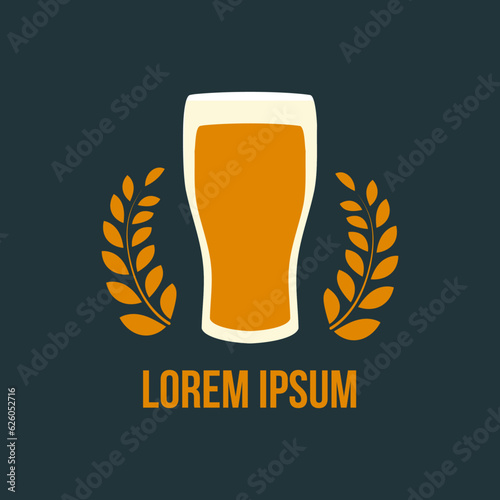 glass of beer with two spikelet of wheat logo