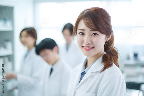 A group of worker in laboratory with lab background smile