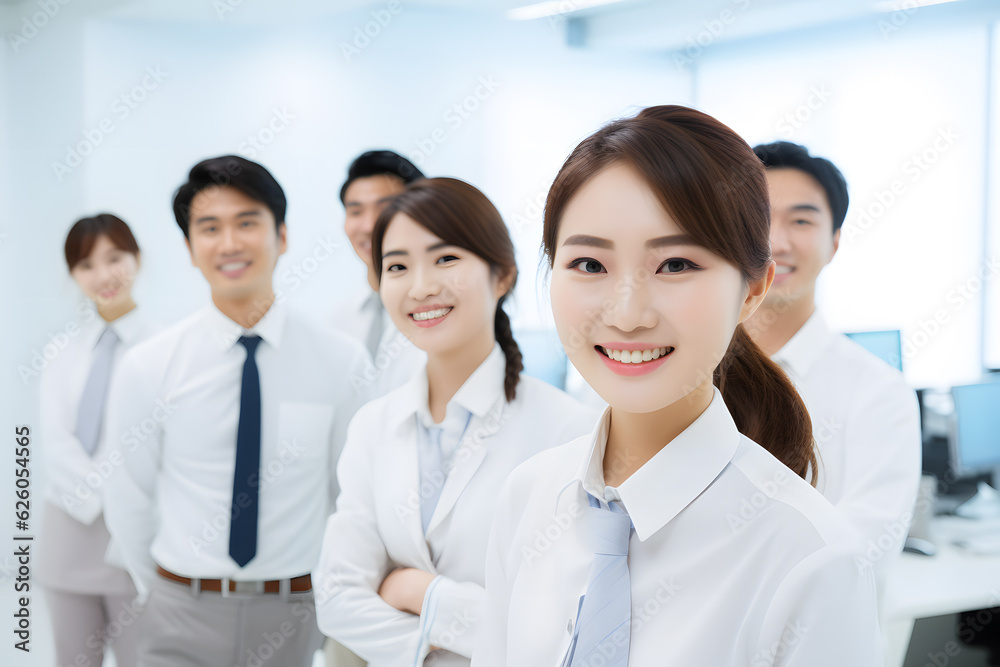 A group of worker in tech industry smile outdoor