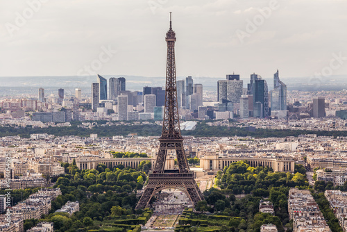 Panorama - Eiffel tower and La Defense district in Paris