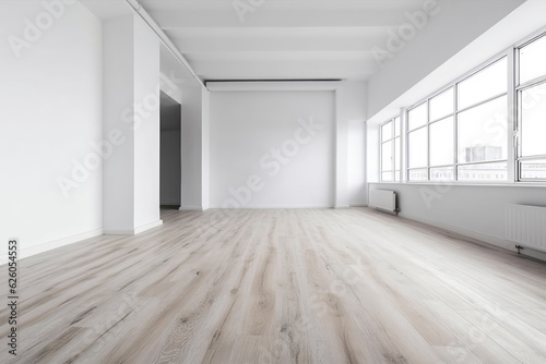 Empty room with White wall background wooden floor  Living room