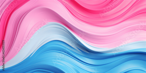 smooth wave 3d pink and blue abstract background, ai generated 