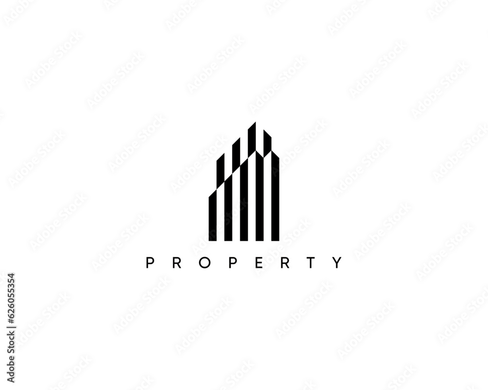 Skyscraper, residential building, real estate, architecture and cityscape logo design concept. Linear building icon.