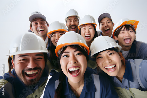 A group of asian construction worker