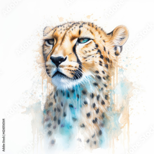 Watercolor cheetah . Generative Ai