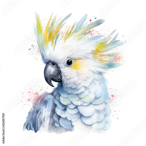 Watercolor cockatoo . Generative Ai