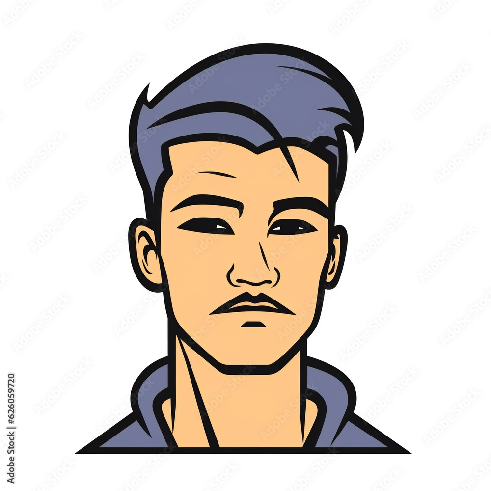 Bold Line Quirky Man minimal Avatar on white