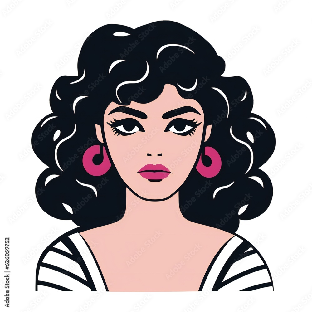 Bold Lined Quirky Stylish Woman minimal avatar on white Bold Lined Quirky Stylish Woman minimal avatar on white