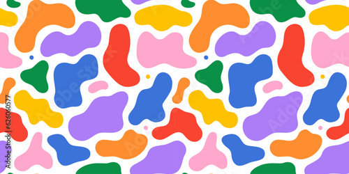 Obraz na płótnie Colorful abstract organic shape print seamless pattern illustration in retro style