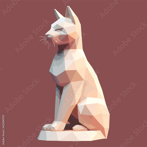 Low polygon geometric pattern cat on isolated background, origami, vector art, jungle book