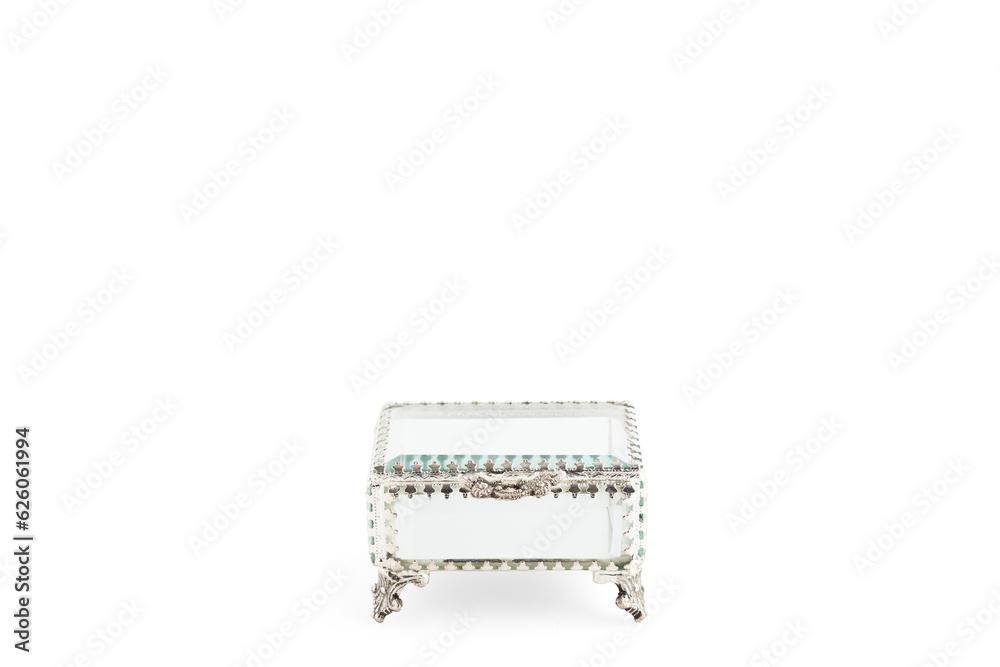 Beautiful decorative glass box isolated on white background with clipping path. Beautiful decorative glass box isolated on white background with clipping path.