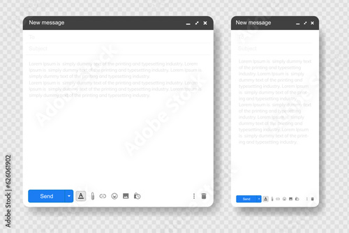 Blank window of Email, template vector illustration. Email message window. Modern flat style.