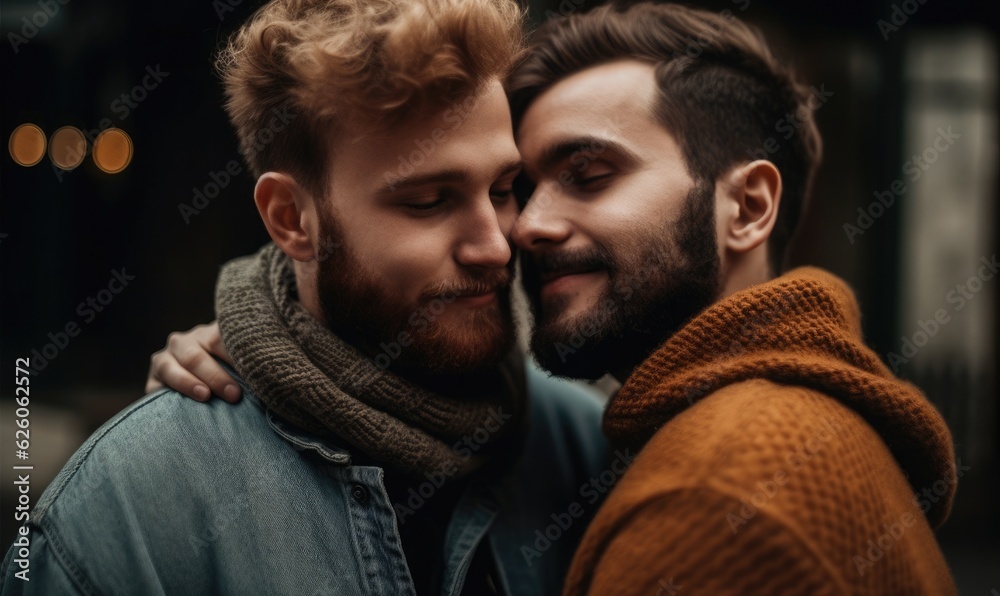Affectionate young gay couple embracing each other Affectionate young gay couple embracing each other