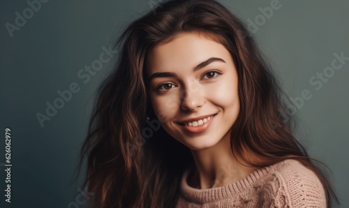 Beautiful woman in casuals looking at camera and smiling