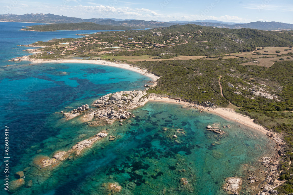 aerial view of typical Sardinian coastline without people and boats