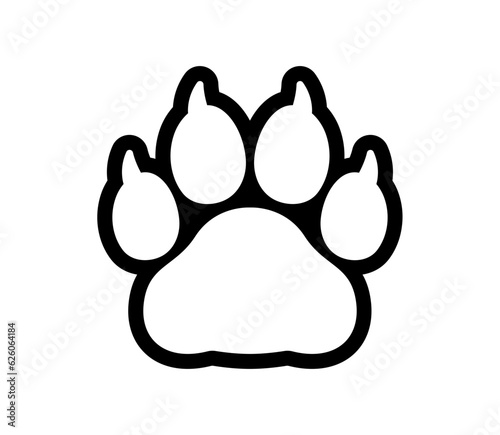 Paw icon. Cat, tiger, leopard, lion, etc. paw icon. Zoo, vet logo element. Paw with claws print vector symbol. Line style.
