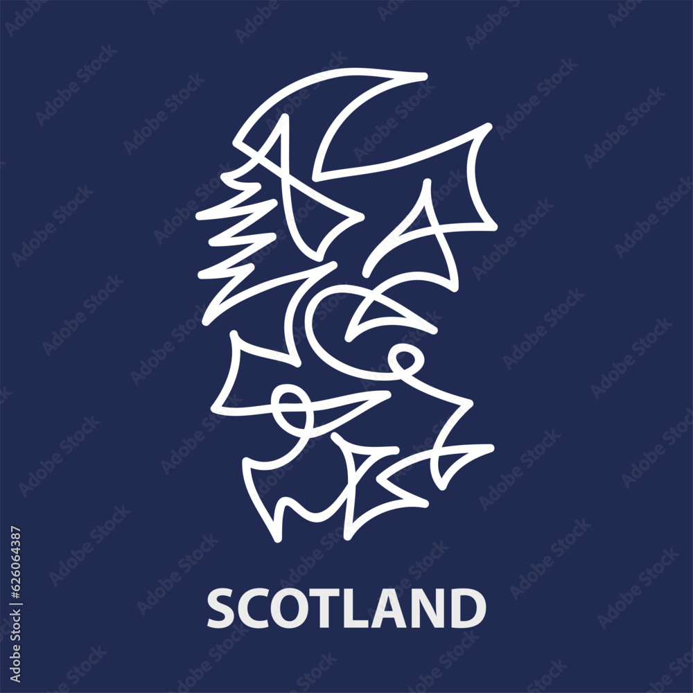 Obraz premium Abstract stroke map of Scotland for rugby tournament.