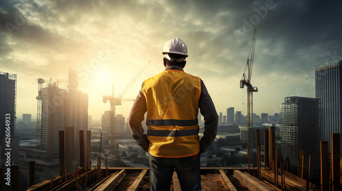 Construction Worker on Skyscraper - Labor Day