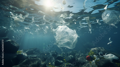 Marine Plastic Pollution Ocean Environmental Issue - AI-Generated