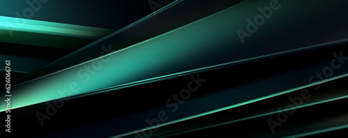 Black teel green blue abstract modern background for design. Dark. Geometric shape. 3d effect. Diagonal lines, stripes. Gradient. Light, glow. Metallic sheen. 4k resolution