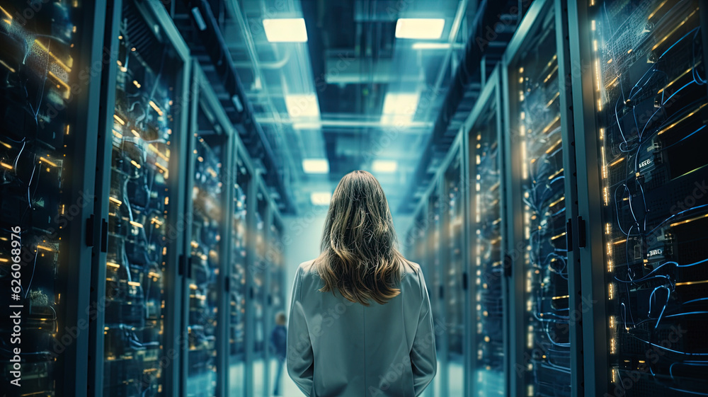 woman-over-50-years-old-working-in-data-center-stock-illustration