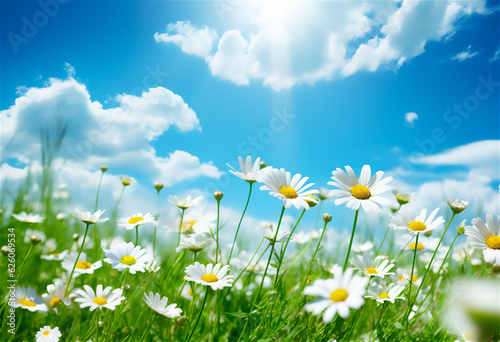 Sunlit Field with White Daisies - AI-Generated