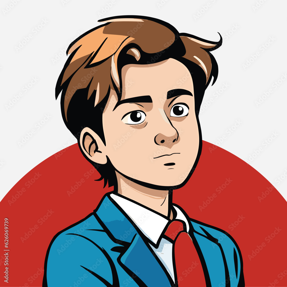 Cheerful Cartoon boy vector illustration with Expressive Facial Emotion