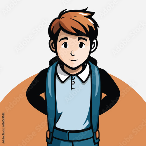 Cheerful Cartoon boy vector illustration with Expressive Facial Emotion