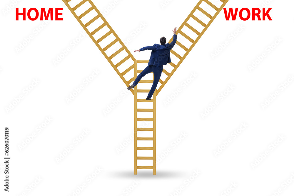 Business people in work home balance concept Business people in work home balance concept