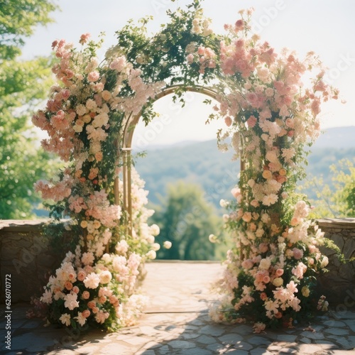 Fototapeta Wedding floral arc.