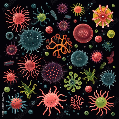 Pathogen Palette Exploring Multicolor Virus and Bacteria Backgrounds