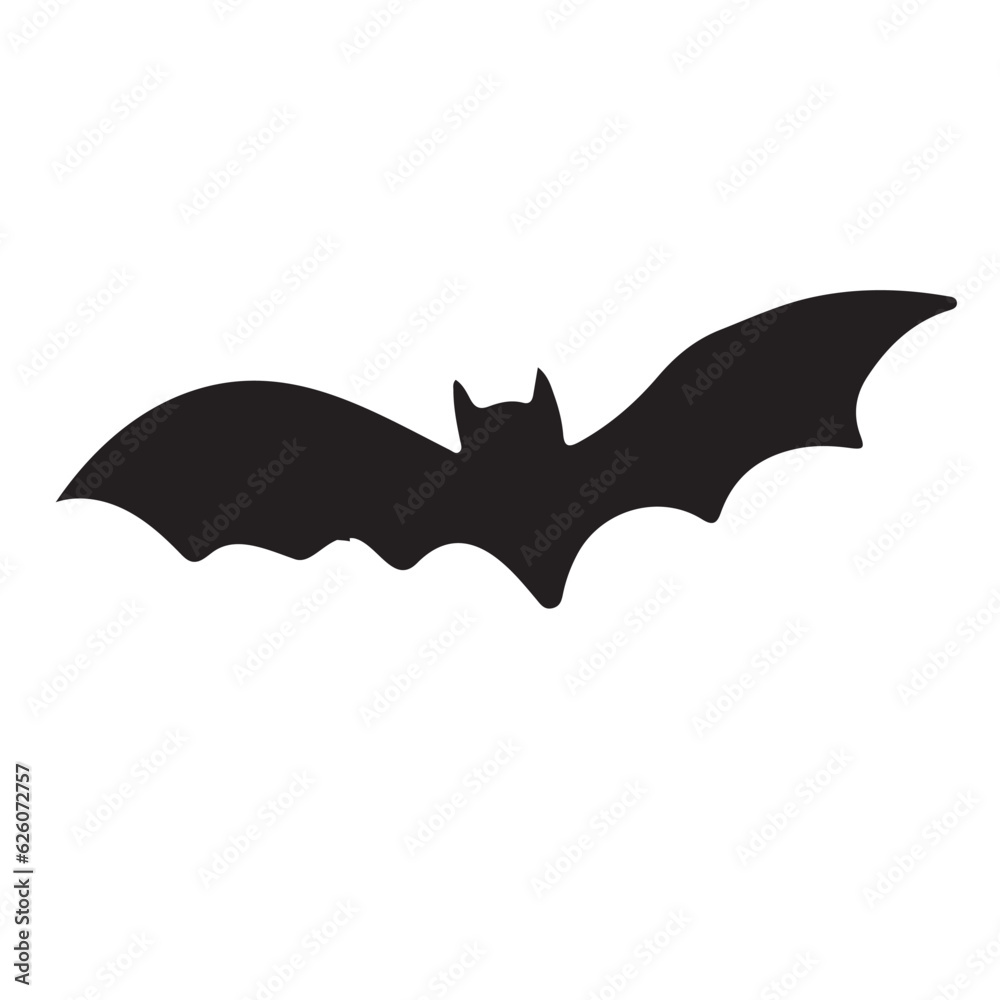 Flying bat silhouette vector illustration.