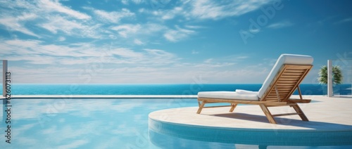 Hotel summer pool. Illustration AI Generative