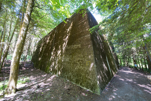 Fototapeta Naklejka Na Ścianę i Meble -  Former Nazi bunker as part of bunker complex Mamerki, Mauerwald in a forest in Mazury, Poland