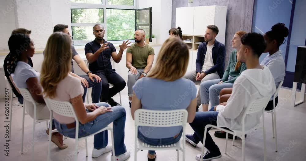 Young Multiracial Millennial Friends Sitting