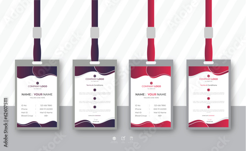 corporate Modern and simple business office id card design bundle. Corporate company employee identity card template with red and green color.